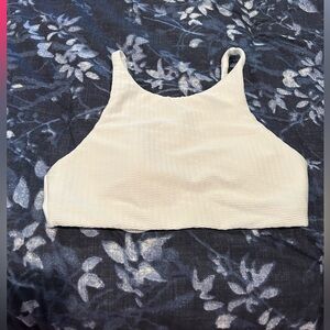 American Eagle Outfitters Cream Ribbed Bikini Top